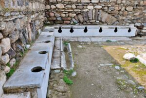 Latrina (public toilet) in an Ancient Hellenic, Roman and Byzantine city of Tralleis (Tralles) near Aydin, Turkey