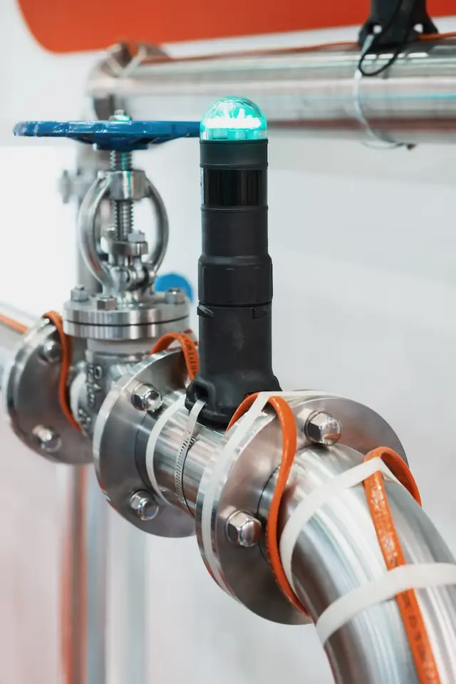 close up of heating tape wrapped around piping