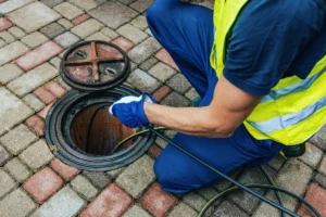 man cleaning drains