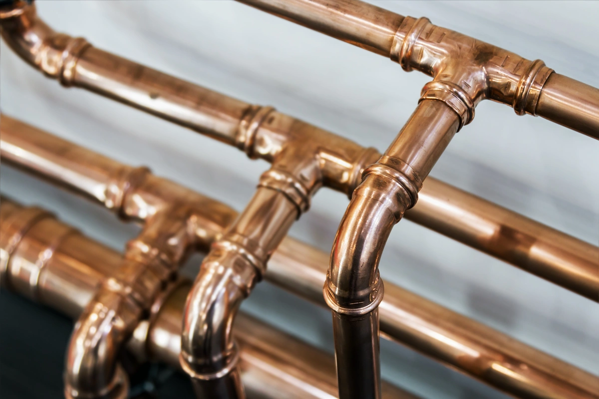 copper pipes for house plumbing system