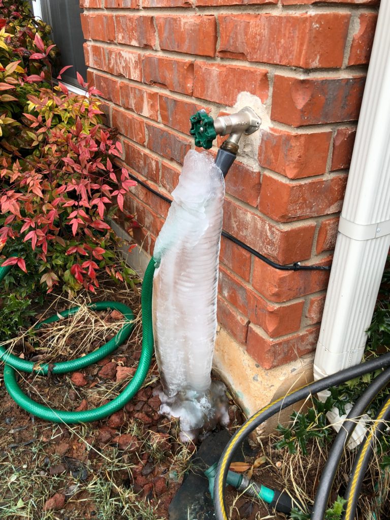 frozen outdoor faucet