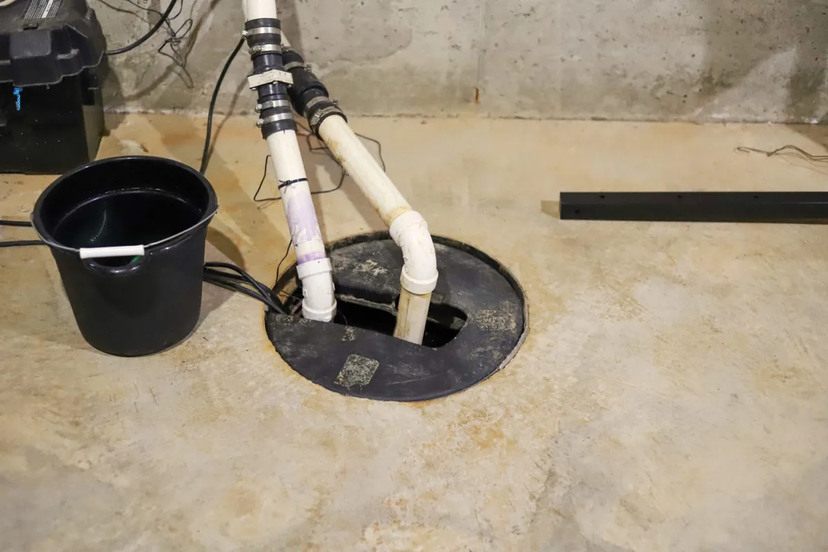 view of a sump pump in the basement