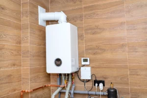 boiler placed on the wood wall